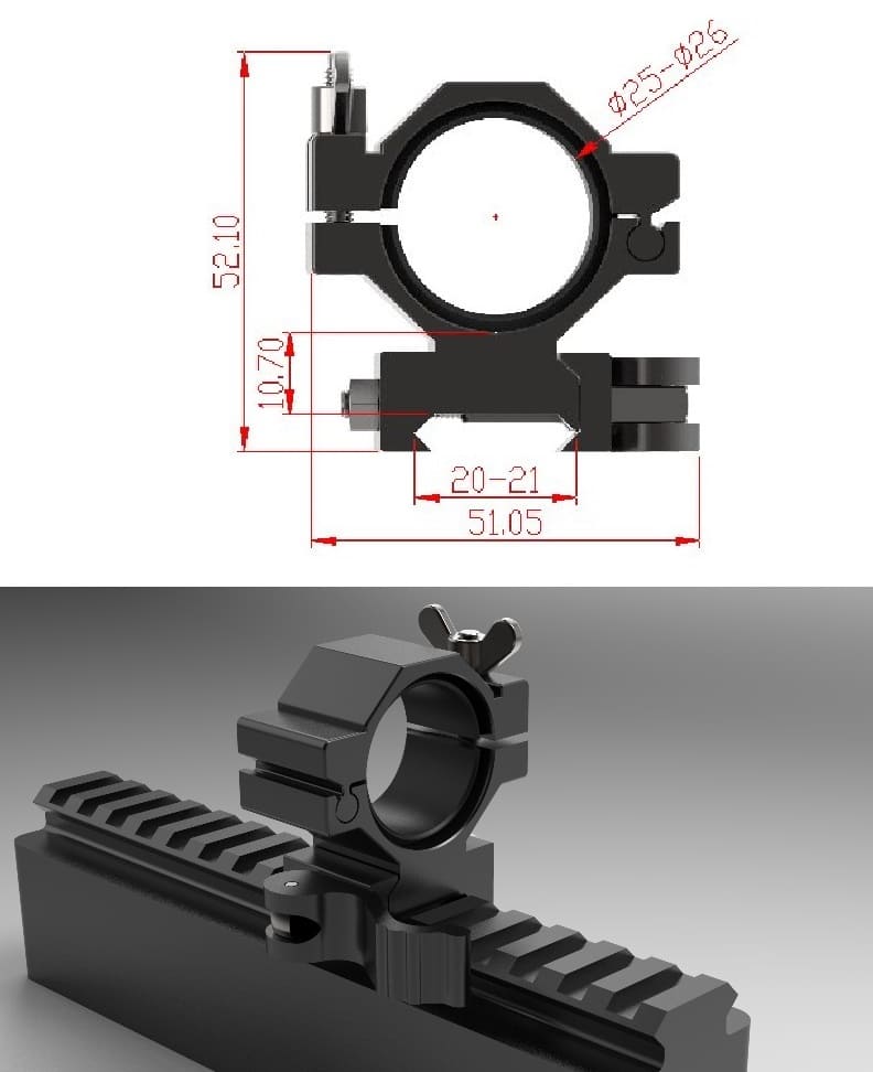 Justierbare Schnell-Montage Gen 2 für Lampen mit Picatinny-Aufnahme mit 24-26mm Ø - BoarBrothers
