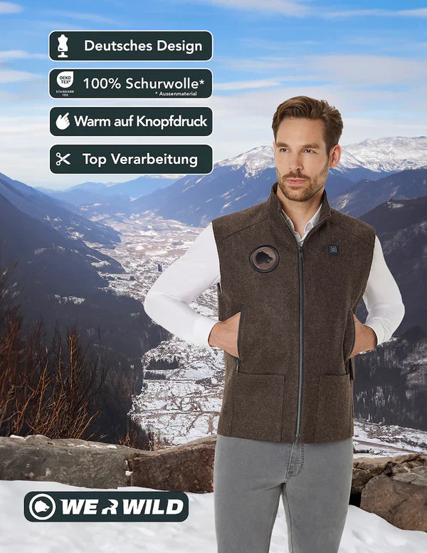 Beheizbare Jagdweste, aus bestem deutschen Loden
