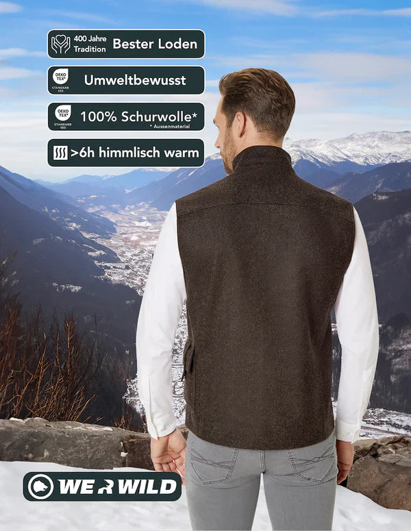 Beheizbare Jagdweste, aus bestem deutschen Loden