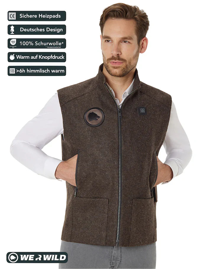 Beheizbare Jagdweste, aus bestem deutschen Loden