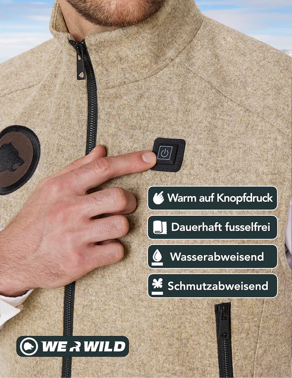Beheizbare Jagdweste, aus bestem deutschen Loden