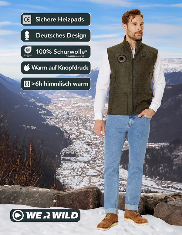Beheizbare Jagdweste, aus bestem deutschen Loden