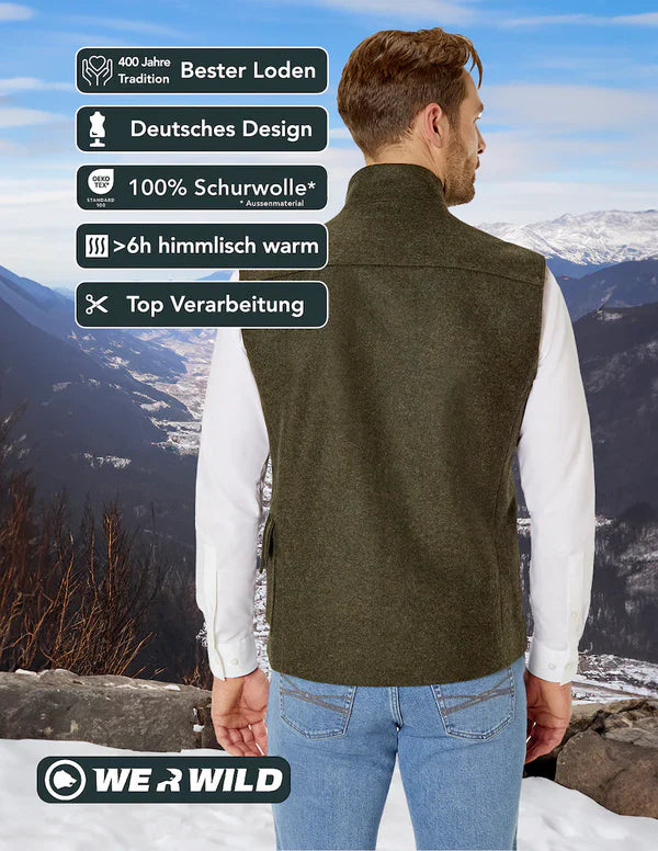 Beheizbare Jagdweste, aus bestem deutschen Loden
