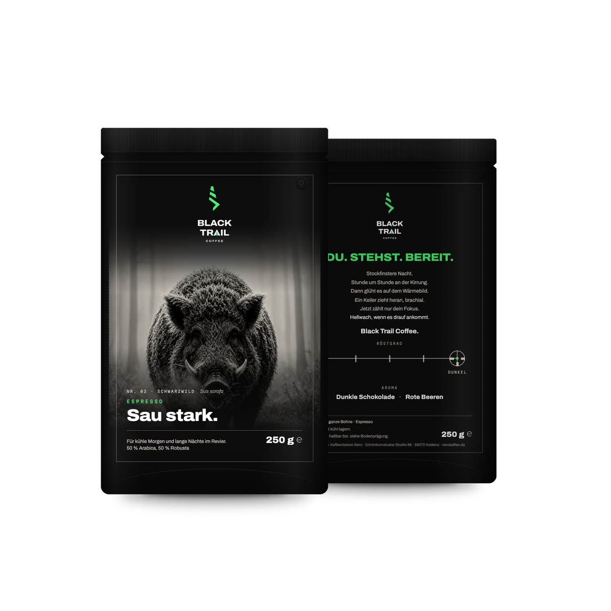BLACKTRAIL Nr. 02 Sau Stark – Espresso Jagdkaffee, ganze Bohne