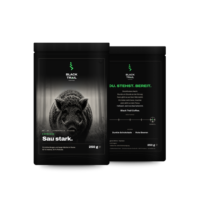 BLACKTRAIL Nr. 02 Sau Stark – Espresso Jagdkaffee, ganze Bohne